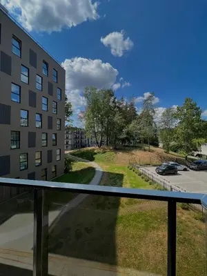a view from the balcony of a building at J.Kairiūkščio apartamentai in Vilnius