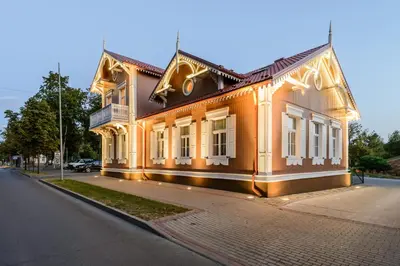 a building on the side of a street at Vila Arnika in Druskininkai