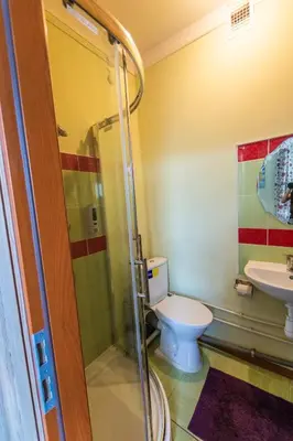 a bathroom with a toilet and a sink at Regina House in Kaunas