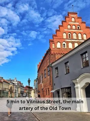 min to vivankus street the main artery of the old town at Spacious Old Town Apt, 3 Rooms, Sleeps 6-7 in Kaunas