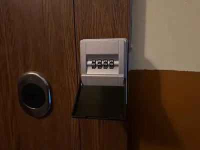 a close up of a door with a lock at Cozy Two Room Apartment near city centre in Alytus