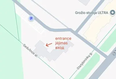 a map of the intersection of erie jinstinos and axon at Cozy city center apartment in Visaginas