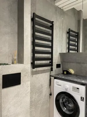 a washer and dryer in a small kitchen at Dineikos apartamentai in Druskininkai