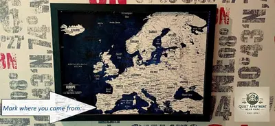 a map of the united states on a wall at Quiet apartment near park SELF CHECK IN in Šiauliai