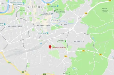 a map with a red marker on it at Modern 1BR / Near Gates of Dawn / Special Offer in Vilnius
