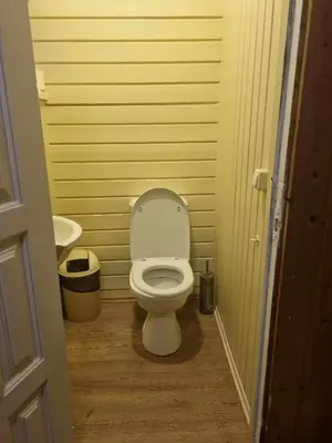 a small bathroom with a toilet and a sink at Svečiu Namai in Pagiriai