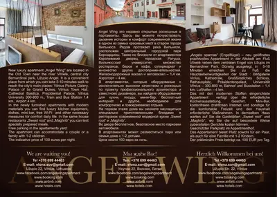 a flyer for a house with descriptions of the property at Angel Wing Apartamentai in Vilnius