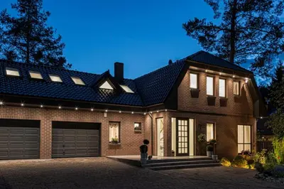 a rendering of a house with a garage at 252 m² luxury 4 bedroom house in the pine-forest in Vilnius