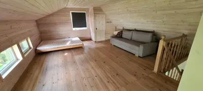 an overhead view of a living room in a cabin at Sodyba Lakaja Sky in Lakaja