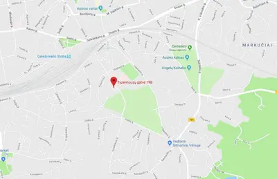 a map with a red marker on it at Cozy Loft / Near Gates of Dawn / Free Netflix in Vilnius