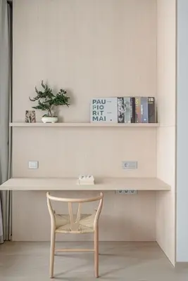 a desk with a chair in a room at Cozy Japanese Oasis with Balcony, Gramophone, Netflix in Vilnius