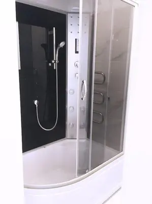 a shower with a mirror in a bathroom at ☆ Perfect Spot Apartment ☆ everywhere in 10 min. in Vilnius