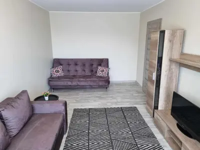 a living room with a couch and a fireplace at TILZES 24 APARTMENTS - self check in in Šiauliai