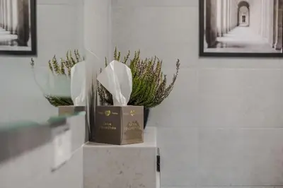 a potted plant sitting on a counter in a room at Home sweet home, cozy apartments, free underground parking, long stays welcome in Vilnius