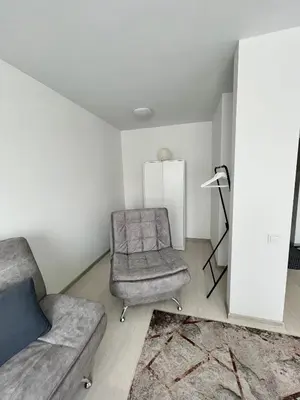 a living room with a chair and a couch at Radvilų apartamentai in Radviliškis
