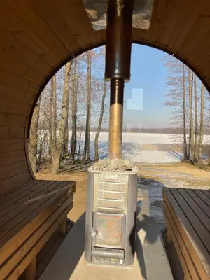 an outside view of a stove in a building with a window at Jack namai 1 in Puodžiai