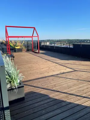 a playground on the roof of a building at Mini loft in Kaunas