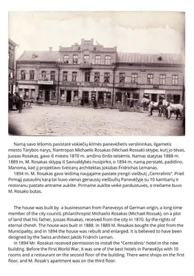 an old picture of a building with horses in front at Rossak apartment 1 in Panevėžys