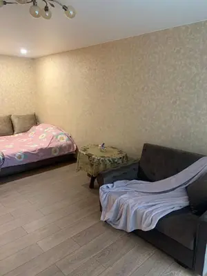 a room with a couch and a bed and a table at Vytauto 36a in Zarasai