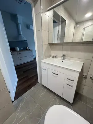 a bathroom with a white toilet and a sink at Patrick in Šveicarija