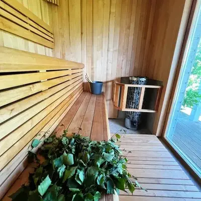 Cozy recreation area with a cabin
