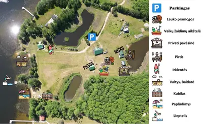 a map of a park with buildings and trees at Marga Pieva in Inturkė