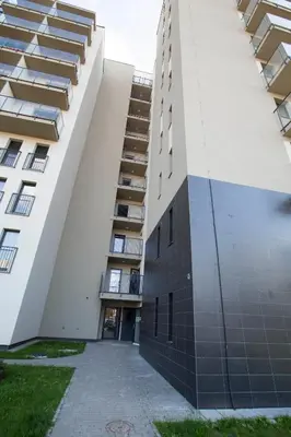 an external view of an apartment building at Vita apartment in Vilnius