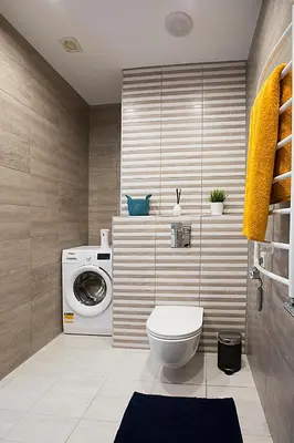a bathroom with a toilet and a washing machine at Vita apartment in Vilnius