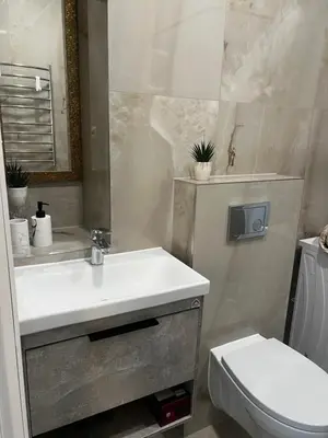 a bathroom with a sink and a toilet at Chic Residence apartament 1 in Šiauliai