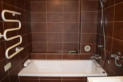 a bathroom with a bath tub and a shower at BOSTONA Flat in Vilnius