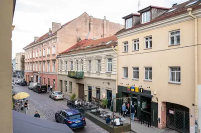 a view of a street in a city with buildings at Central and Comfy 2 Bedroom Apartment by Reside Baltic in Vilnius