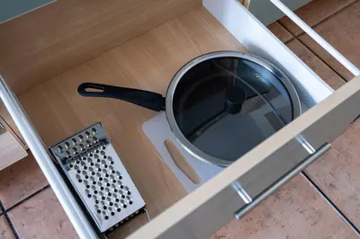 a mirror in a drawer in a kitchen at Central and Lovely Apartment in Vilnius Old Town by Reside Baltic in Vilnius