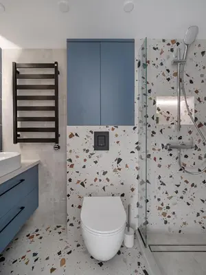 a bathroom with a toilet and a shower at Modern loft in City centre Self check-in No 47 in Vilnius