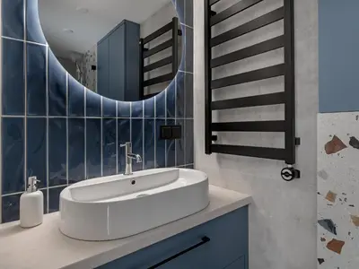 a bathroom with a sink and a mirror at Modern loft in City centre Self check-in No 47 in Vilnius