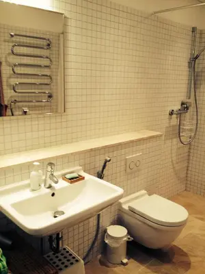 a bathroom with a sink and a toilet at Apartment in Druskininkai Lithuania in Druskininkai