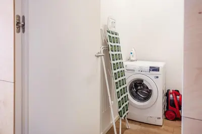 a laundry room with a washer and dryer at Angel House Vilnius 37 in Vilnius