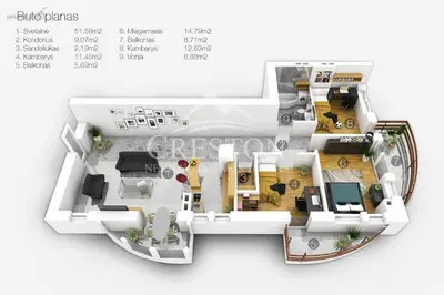 a rendering of a floor plan of a house at Vilnius Luxury Apartment 1 in Vilnius