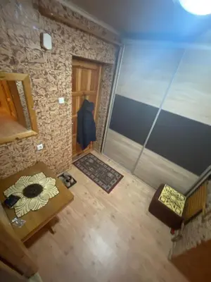 an overhead view of a room with a room with a door at Ground floor apartment close to city centre and tourist attractions in Druskininkai