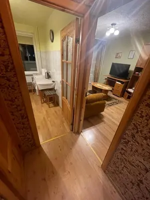a view of a living room from the hallway at Ground floor apartment close to city centre and tourist attractions in Druskininkai