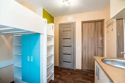 a bathroom with a sink and a counter top at Mini Studio Apartment in Kaunas