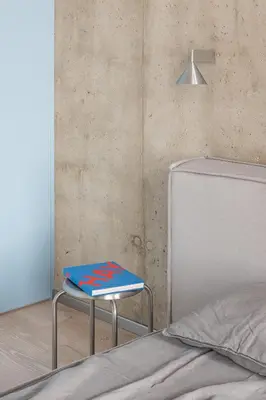 a blue stool in a room with a refrigerator at Authentic 1 BD Apartment by Domvia in Kaunas