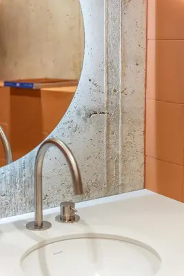 a bathroom sink with a mirror above it at Authentic 1 BD Apartment by Domvia in Kaunas
