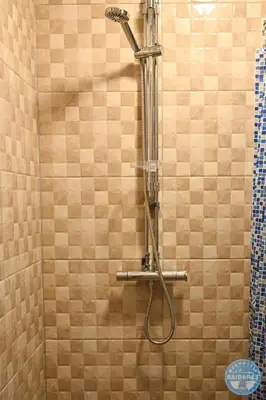 a shower with a hose in a bathroom at Uždubysio baidarės Sodyba už Dubysos in Ariogala