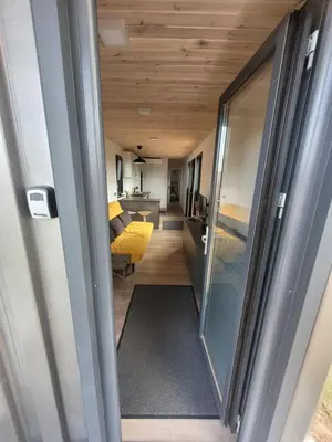 a view from the hallway of a tiny house at Tiny House in Alytus