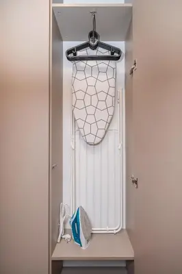 a room with a door with a mirror and a table at Brand New Urban Lofts by Reside Baltic in Vilnius