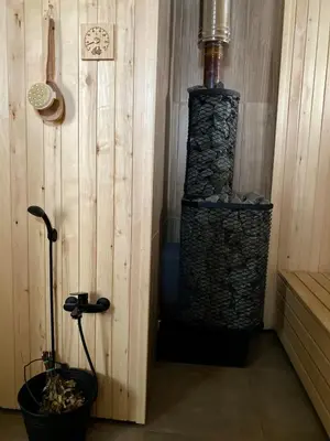 a corner of a room with a jacuzziificialificialificialificialificial at Sauna for celebration and leisure in Grygaytse