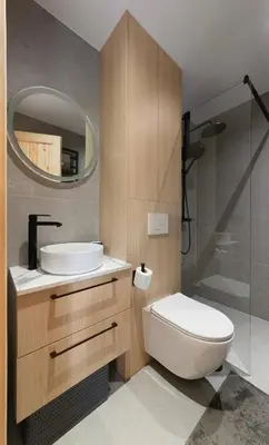 a bathroom with a toilet and a sink and a shower at Dubinga River Valley House & SPA - FREE sauna in Kabakelis