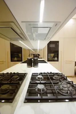 a kitchen with a stove top in a kitchen at Vilniaus 99 Apartamentai in Šiauliai