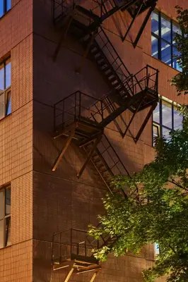 a fire escape on the side of a building at Cozy & Stylish Loft near the city center in Vilnius