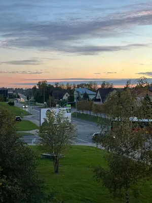 a view of a street with a parking lot at KRL&Lu Rentals in Panevėžys